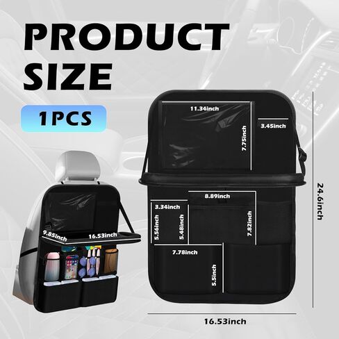 2026 Upgraded Backseat Car Organizer,Multifunctional Back Seat Car Organizer with Cars Tray & Cup Holder,Roadtrip Essentials Foldable Back of Seat Cars Organizers for Most Vehicles in Saudi Arabia