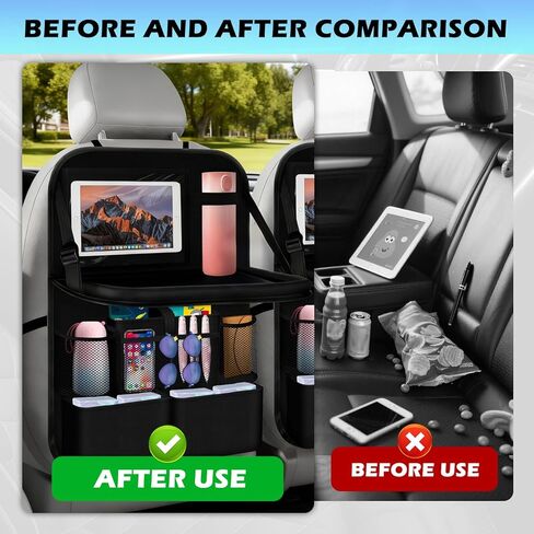 2026 Upgraded Backseat Car Organizer,Multifunctional Back Seat Car Organizer with Cars Tray & Cup Holder,Roadtrip Essentials Foldable Back of Seat Cars Organizers for Most Vehicles in Saudi Arabia