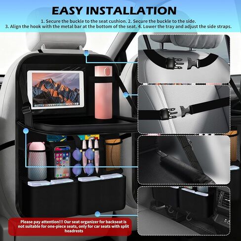 2026 Upgraded Backseat Car Organizer,Multifunctional Back Seat Car Organizer with Cars Tray & Cup Holder,Roadtrip Essentials Foldable Back of Seat Cars Organizers for Most Vehicles in Saudi Arabia