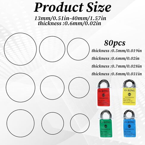 80Pcs O Ring Watch Gasket Set, 0.5/0.6/0.7/0.8 mm Waterproof Rubber Watch Seal Washers Replacement O Rings for Watches Repair in Saudi Arabia