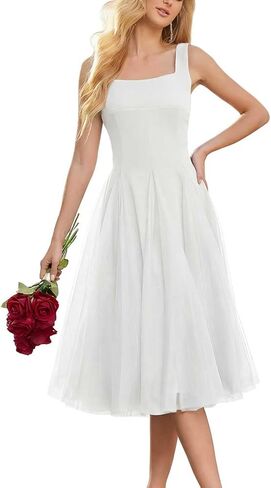 المرأة ميدي تول الصيف فساتين لحضور الحفلات الموسيقية Smocked شبكة منتفخة الزفاف الرسمي ضيف وصيفة الشرف كوكتيل حزب ثوب in Kuwait