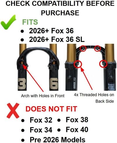 Mud Guard Fox 36 & 36 SL (MY2026+) Compatible Aftermarket Fender - Made in USA - (Larger Than OEM Mudguard) Sandbox MFG (Black, Short) in Kuwait