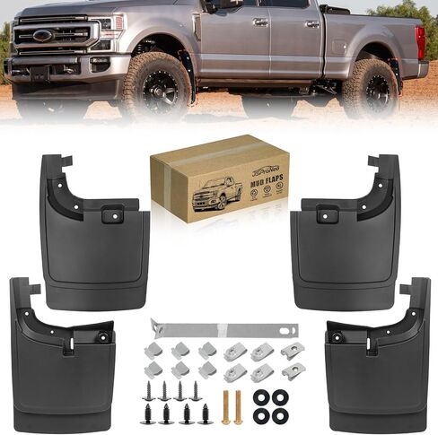 Mud Flaps for 2017-2024 Ford F-250/F-350 Super Duty Without Fender Flares (Single Rear Wheels) Accessories, No Drill Wheel Splash Guards Mud Guards Exteriores Body Kit, Front & Rear 4pcs in Kuwait