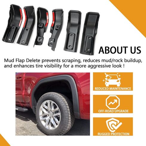 يناسب حذف رفرف الطين 2019-2025 جي إم سي سييرا 1500 2WD/4WD | رفرف الطين الأمامي والخلفي لملحقات جي إم سي سييرا 1500 2019-2025 وكلاسيك | مع تعليمات ثلاثية الأبعاد و16 * برغي in Kuwait