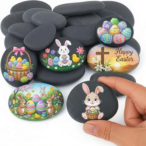 FUTUREPLUSX 20PCS Painting Rocks, River Rocks for Painting Kids DIY Rocks Natural Smooth Rocks for DIY Craft School Kindness Project Decorations in Kuwait