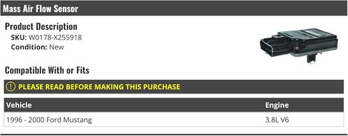مستشعر تدفق الهواء الشامل - متوافق مع 1996-2000 فورد موستانج 3.8L V6 in Kuwait