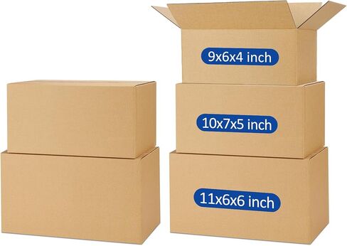 صناديق-شحن-أحجام متنوعة-45-حزمة: 9x6x4 و10x7x5 و11x6x6 صناديق شحن صغيرة، صناديق بريد، صناديق بيضاء، صناديق من الورق المقوى المموج للتغليف، بريد الشركات الصغيرة in Kuwait
