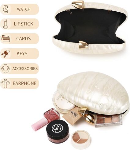 Labair Acrylic Clutch Purse Shell Evening Bag Unique Purses for Women Trendy Wedding Party Formal Handbag. in Saudi Arabia