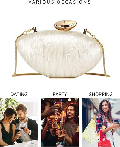 Labair Acrylic Clutch Purse Shell Evening Bag Unique Purses for Women Trendy Wedding Party Formal Handbag. in Saudi Arabia