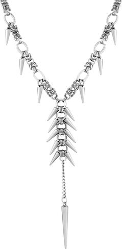 Sacina Silver-tone Chunky Spike Choker Necklace, Gothic Emo Punk Grunge Necklace, Goth Jewelry, Christmas Jewelry Gift for Women in Saudi Arabia