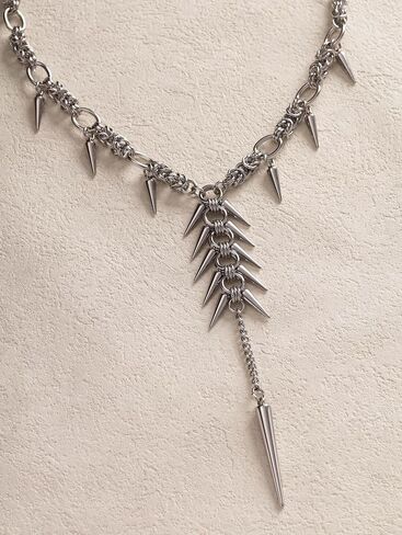 Sacina Silver-tone Chunky Spike Choker Necklace, Gothic Emo Punk Grunge Necklace, Goth Jewelry, Christmas Jewelry Gift for Women in Saudi Arabia