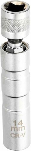 HARFINGTON 1pcs Spark Plug Socket Set 3/8" Drive 21mm Swivel Magnetic 12 Point Thin Wall Spark Plug Socket with 360 Degree Swivel CR-V Steel, Silver in Saudi Arabia