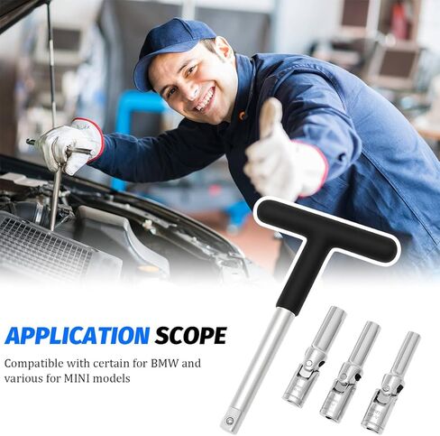 4PCS Car Glow Plug Socket Set, 8mm 10mm 12mm Vehicle Glow Plug Extractor Kit with 3/8" Dr T-Bar, Automotive Repair Accessories, Universal for Automobile Motorhome Truck in Saudi Arabia
