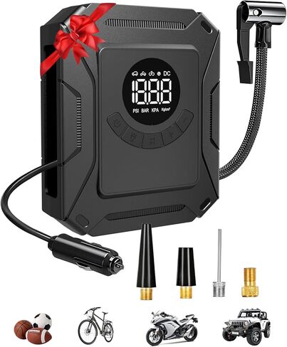 AIRSURE Tire Inflator Portable Air Compressor, 150PSI Fast Inflation Electric Air Pump with Auto Shut-Off & LED Display, 12V DC Air Pump for Car Tire Inflation in Saudi Arabia