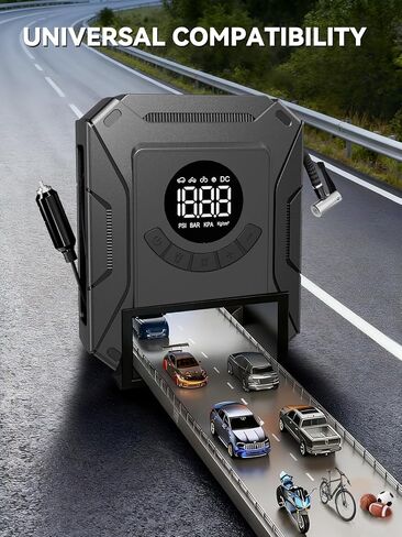 AIRSURE Tire Inflator Portable Air Compressor, 150PSI Fast Inflation Electric Air Pump with Auto Shut-Off & LED Display, 12V DC Air Pump for Car Tire Inflation in Saudi Arabia