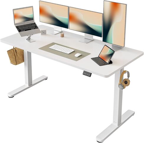 مكتب الوقوف الكهربائي FEZIBO، مكتب الوقوف القابل للتعديل بارتفاع 48 × 24 بوصة، مكتب الجلوس المنزلي، محطة عمل الكمبيوتر، بني عتيق in Kuwait