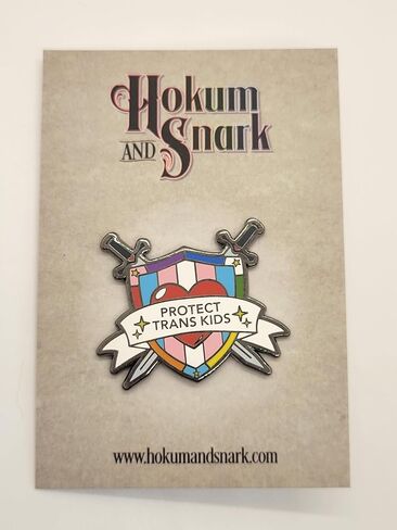 Protect Trans Kids Crossed Swords and Shield Trans Ally Pin | Support Trans Youth Transgender Rights Enamel Lapel Pin in Saudi Arabia