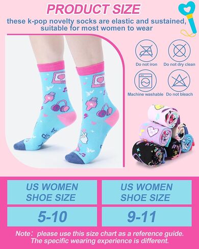 Berlune 6 Pairs K Pop Socks for Girls K-Pop Merch Music Gifts for Women Teen Girls, Novelty Funny Singing Cotton Crew Sock for Kpop Fans Lovers, Women Singers in Saudi Arabia