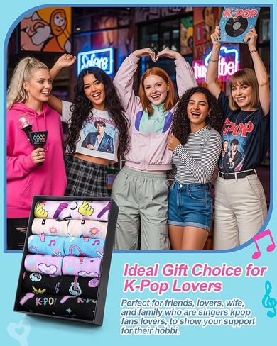 Berlune 6 Pairs K Pop Socks for Girls K-Pop Merch Music Gifts for Women Teen Girls, Novelty Funny Singing Cotton Crew Sock for Kpop Fans Lovers, Women Singers in Saudi Arabia