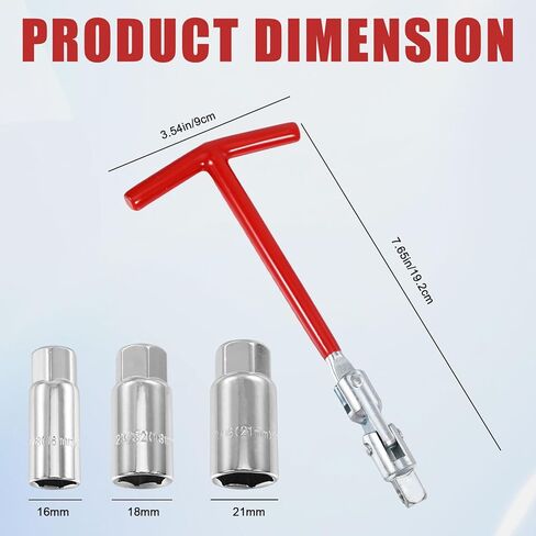 3 Pcs Spark Plug Socket Set,Spark Plug Wrench,Universal T-Handle Sparks Wire Removal Tool with 16mm/21mm Sparks Sockets,Wire Removal Tool Kit for Motorcycle,Car,Truck,Lawn Mowers and Motor Vehicles in Kuwait
