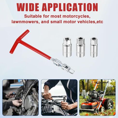 3 Pcs Spark Plug Socket Set,Spark Plug Wrench,Universal T-Handle Sparks Wire Removal Tool with 16mm/21mm Sparks Sockets,Wire Removal Tool Kit for Motorcycle,Car,Truck,Lawn Mowers and Motor Vehicles in Kuwait