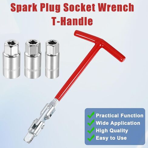3 Pcs Spark Plug Socket Set,Spark Plug Wrench,Universal T-Handle Sparks Wire Removal Tool with 16mm/21mm Sparks Sockets,Wire Removal Tool Kit for Motorcycle,Car,Truck,Lawn Mowers and Motor Vehicles in Kuwait