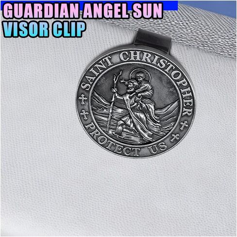 مشبك واقي من الشمس بميدالية سانت كريستوفر للسيارة، مشبك واقي للسيارة Guardian Angel، ملحقات تاليسمان للسلامة أثناء السفر الطويل، هدية كاثوليكية للسائقين الجدد والأحباء والعائلات والأصدقاء (قطعة واحدة) in Kuwait