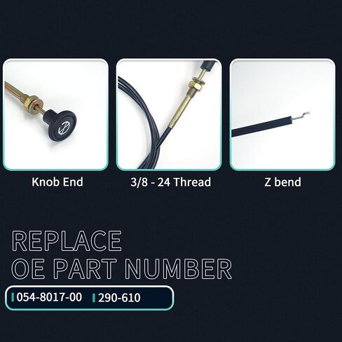 كابل خنق 290-610 متوافق مع جزازات Bad Boy Zero-Turn CZT، CZT Elite، MZ، Magnum، Maverick، Outlaw، ZT وZT Elite Zero-Turn Mowers يستبدل 054-8017-00 in Kuwait