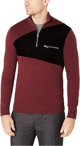 INC Mens Sweater Burgundy 1/2 Zip Mock-Neck Ribbed Knit Red XL in Saudi Arabia