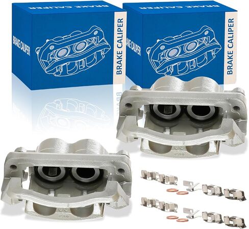 زوج أمامي لفرجار الفرامل القرصية متوافق مع 2005-2012 Ford F-250 Super Duty Ford F-350 Super Duty مع مجموعة فرامل فرامل العجلات الخلفية الفردية مع دعامة 18B5022 18B5023 in Kuwait