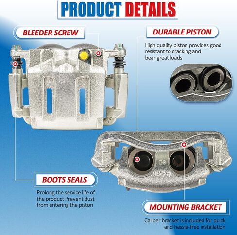 زوج أمامي لفرجار الفرامل القرصية متوافق مع 2005-2012 Ford F-250 Super Duty Ford F-350 Super Duty مع مجموعة فرامل فرامل العجلات الخلفية الفردية مع دعامة 18B5022 18B5023 in Kuwait