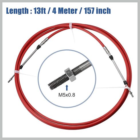 2pcs 13ft 4 Meter 157 Inch Marine Type 3300 / 33C Throttle Shift Remote Control Box Cable for Yamaha Outboard Engine Boat Motor Steering System Red Replacement Car Parts in Saudi Arabia