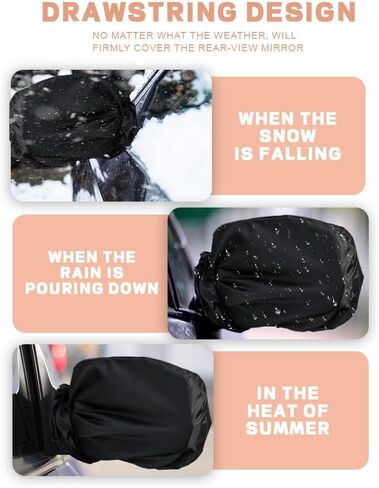 2PCS Side Mirror Covers, Side Mirror Protector, Waterproof Snow Mirror Cover Protects from Ice Snow Frost Dew Rain Bird Poop, Auto Rearview Protection Cover Exterior Accessories for Car SUV in Saudi Arabia