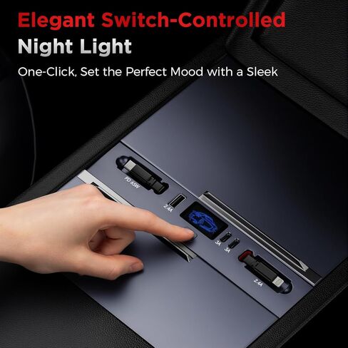 65W USB Charger Hub for Tesla Model Y Juniper 2026 & Model 3 Highland 2024 2025 Accessories, Fast Charging with Retractable Cables, 5-Port USB Charger Docking Station fit Tesla Center Console in Saudi Arabia