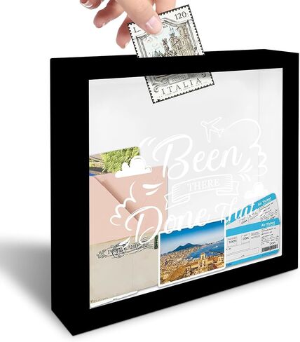8" x 8" Black Travel Shadow Box Frame - Been There Done That - Travel Wooden Display Memory Saver with Slot for Tickets, Keepsake - Gifts & Decorations for Family & Friends - A07 in Saudi Arabia