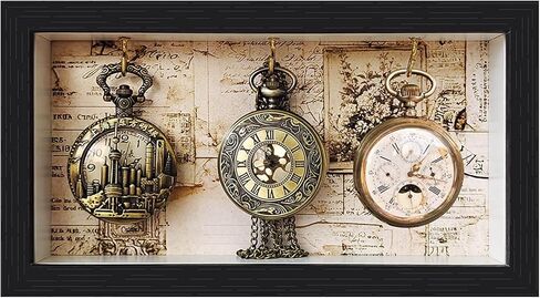 Pocket Watch Shadow Box Photo Frame, 3-Pocket Watch Display case- Keychain Display Box Also Holds a Fishing Lure or Pocket Watch - Keychain Collection displays for Home and Kitchen. in Saudi Arabia