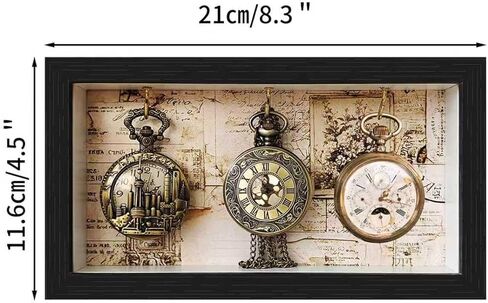 Pocket Watch Shadow Box Photo Frame, 3-Pocket Watch Display case- Keychain Display Box Also Holds a Fishing Lure or Pocket Watch - Keychain Collection displays for Home and Kitchen. in Saudi Arabia