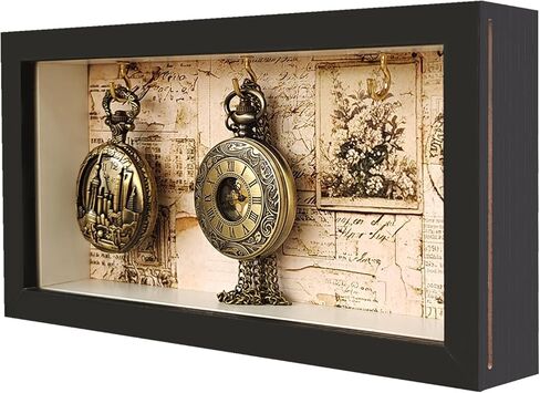Pocket Watch Shadow Box Photo Frame, 3-Pocket Watch Display case- Keychain Display Box Also Holds a Fishing Lure or Pocket Watch - Keychain Collection displays for Home and Kitchen. in Saudi Arabia