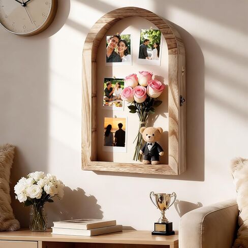 إطار صندوق الظل مقاس 10 × 16 حافظة عرض ذاكرة كبيرة مقوسة مع أرفف خلفية من الكتان قابلة للإزالة وواجهة أكريليك، إطار صورة تذكاري للباقة والصور والميداليات والتذكارات، هدية تذكارية in Kuwait