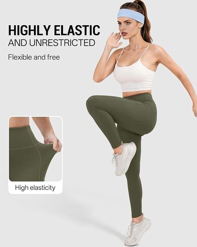 Women's Sports Leggings with Pockets Women's Yoga Pants Tummy-Control Shaping Leggings High-Waisted Yoga Pants in Saudi Arabia
