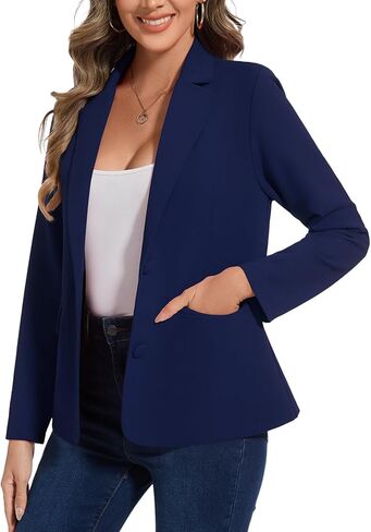Blazers for Women Long Sleeve Notch Lapel Casual Work Office Blazer Open Front Button Pockets Suit Jackets in Saudi Arabia