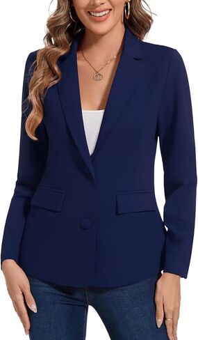 Blazers for Women Long Sleeve Notch Lapel Casual Work Office Blazer Open Front Button Pockets Suit Jackets in Saudi Arabia