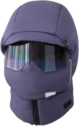 Men Women Winter Ear Flap Trooper Trapper Down Hat Hunting Skating Skiing Thermal Hats with Mask Ear Flaps Ushanka in Saudi Arabia