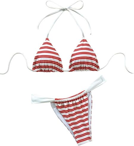 SOLY HUX Women's Striped Swimsuit Halter Triangle Bikini Set Summer Beach Two Piece Bathing Suit in Saudi Arabia