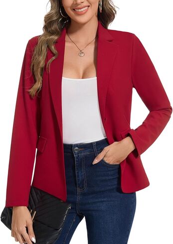 Blazers for Women Long Sleeve Notch Lapel Casual Work Office Blazer Open Front Button Pockets Suit Jackets in Saudi Arabia