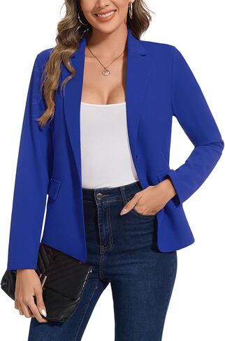 Blazers for Women Long Sleeve Notch Lapel Casual Work Office Blazer Open Front Button Pockets Suit Jackets in Saudi Arabia