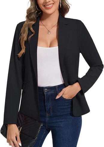 Blazers for Women Long Sleeve Notch Lapel Casual Work Office Blazer Open Front Button Pockets Suit Jackets in Saudi Arabia