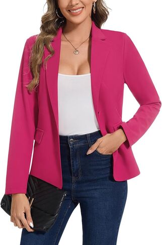 Blazers for Women Long Sleeve Notch Lapel Casual Work Office Blazer Open Front Button Pockets Suit Jackets in Saudi Arabia