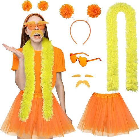 6 Pcs Orange Tutu Costume Accessories Women Yellow Mustache Eyebrows in Saudi Arabia