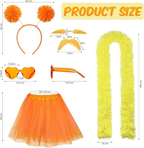 6 Pcs Orange Tutu Costume Accessories Women Yellow Mustache Eyebrows in Saudi Arabia
